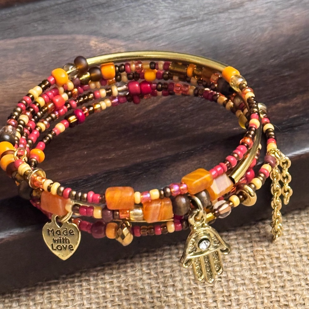 Bohemian Beaded Bracelet with Charms